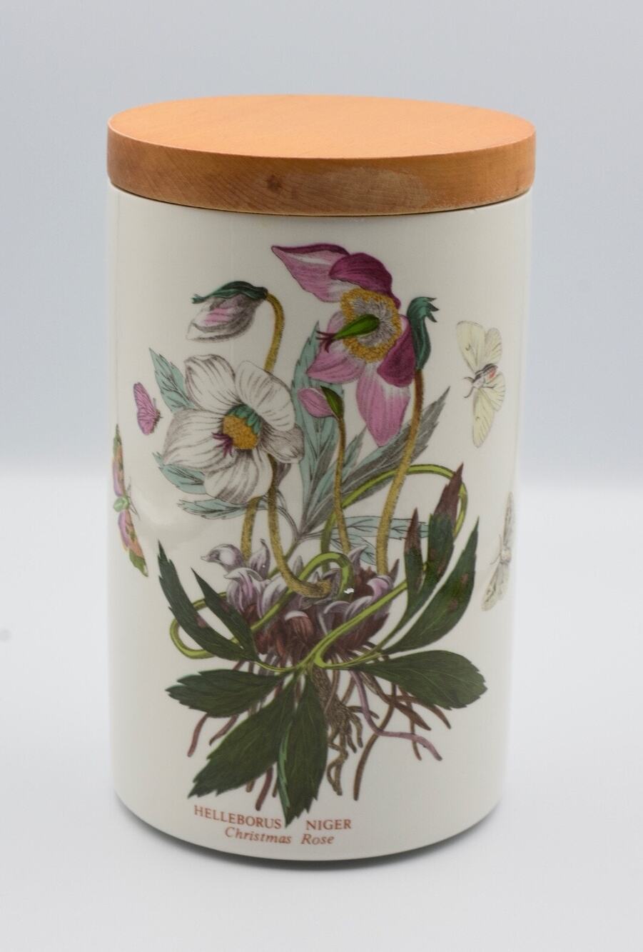 8" Storage Jar & Lid Canister Botanic Garden by PORTMEIRION Helleborus Niger
